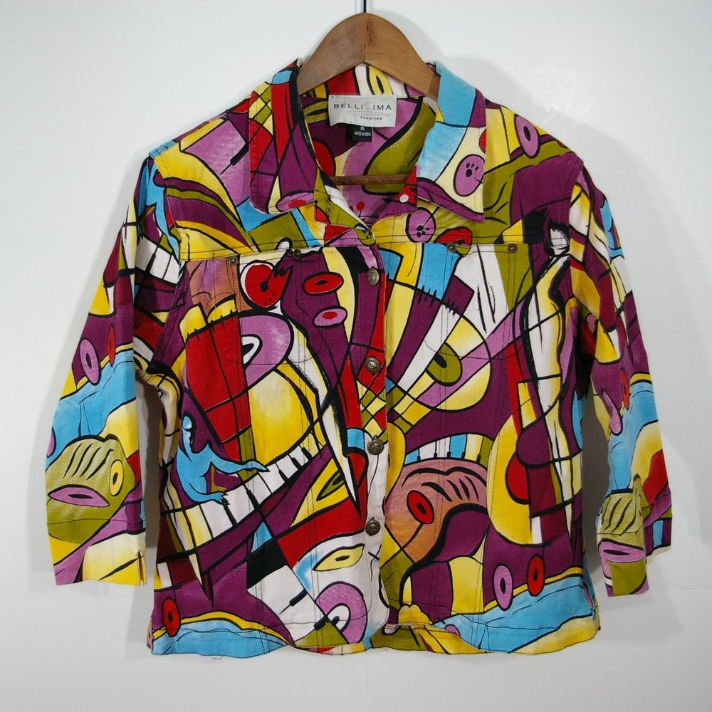 Bellissima Jean Jacket Size XL Abstract